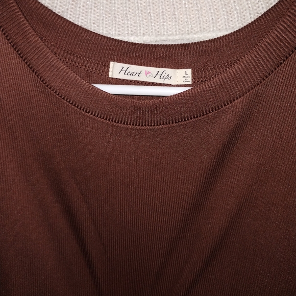 Modal Ribbed Short Sleeve Top -Coffee - Picture 2 of 4